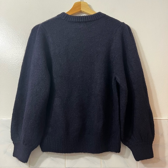 H&M x Disney Minnie Mouse XS Womens Navy Balloon Sleeve Cropped Sweater - Picture 4 of 6